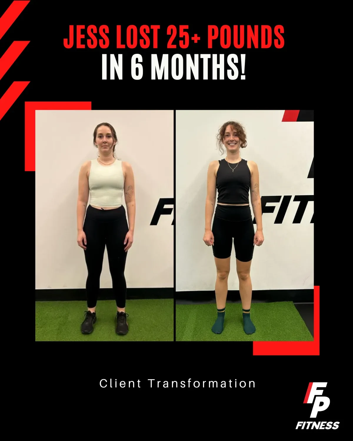 Jess's before-and-after transformation photo